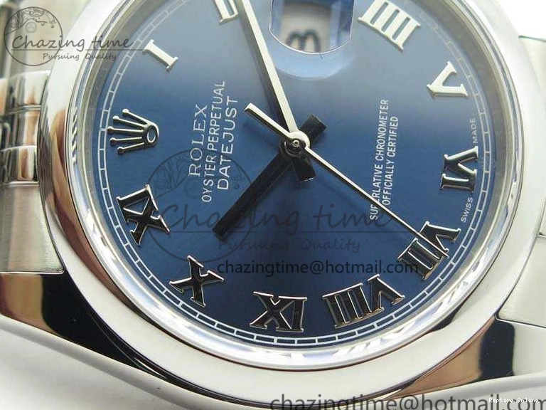 0116 DateJust 36mm SS 116200 ARF 1:1 Best Edition Blue Roman Dial On 904L SS Jubilee Bracelet SA GoodFit 3520